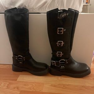 FAUX LEATHER BIKER BOOTS
